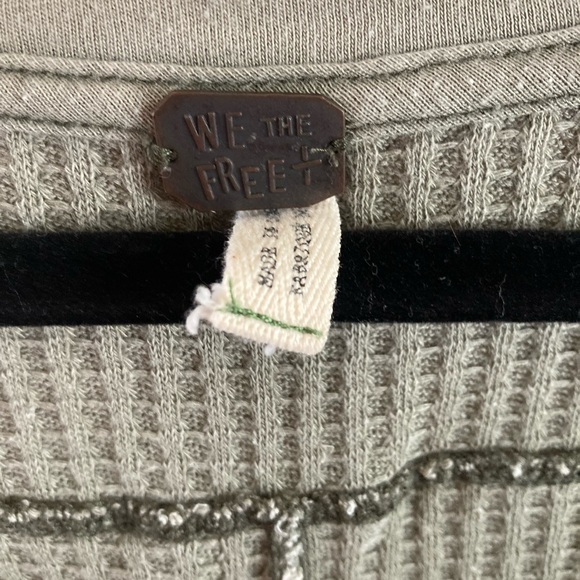 We The Free Henley Army Green Waffle Knit Shirt - Picture 5 of 7
